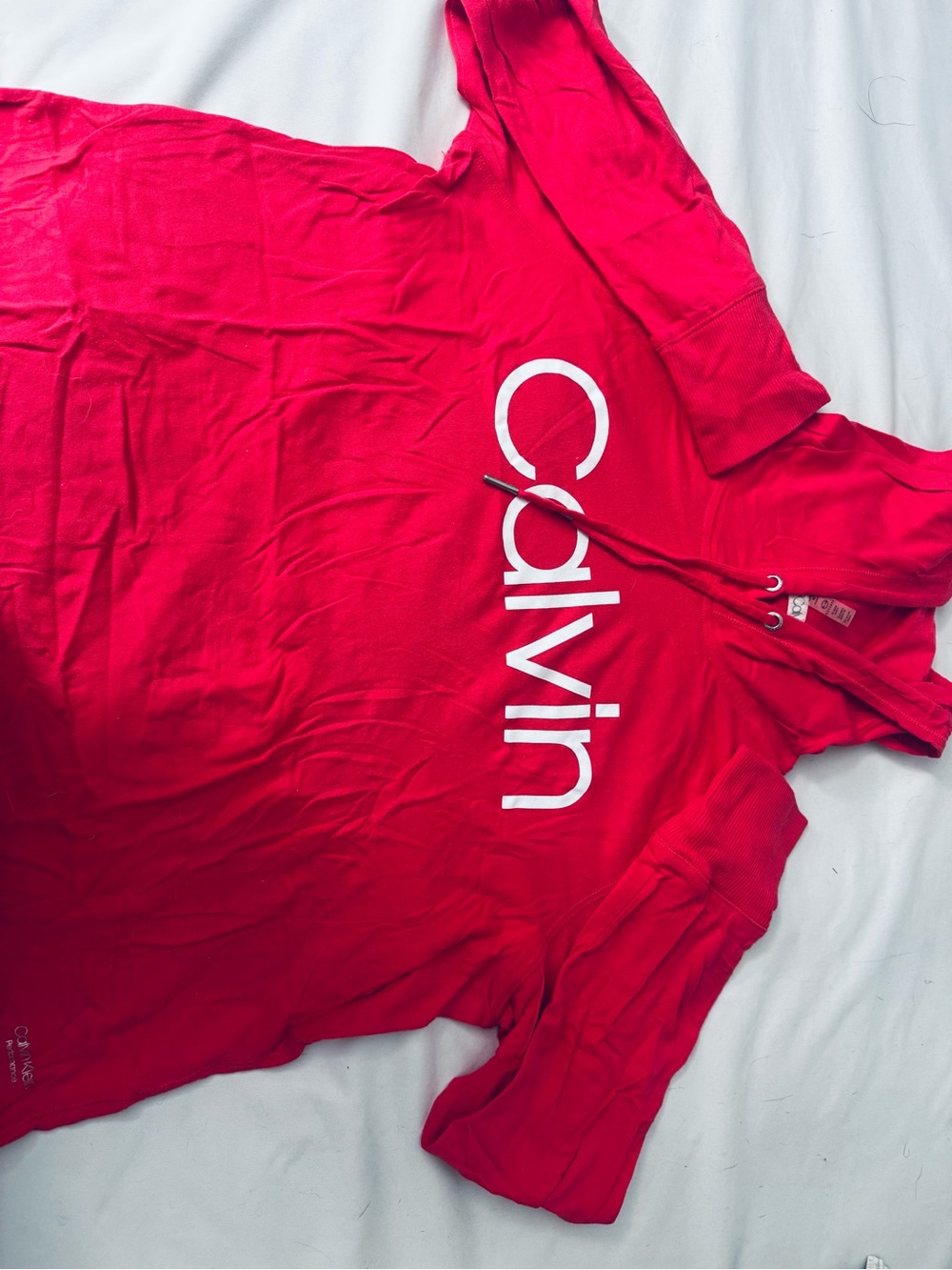 Calvin Klein Womens Bright Pink Logo Hoodie Tee